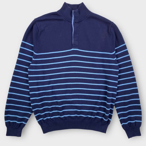 Brooks Brothers Sweater Mens Extra Large 346 Striped Blue Supima Cotton Pullover - Picture 2 of 12